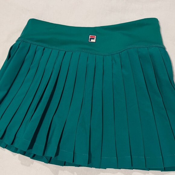 NWT FILA Women's Heritage Pleated Tennis Skirt Marine Green Small - Picture 8 of 14